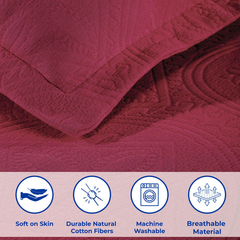 Lightweight Cotton Bedspread Sets 3-Piece Celtic Circle Jacquard Matelassé