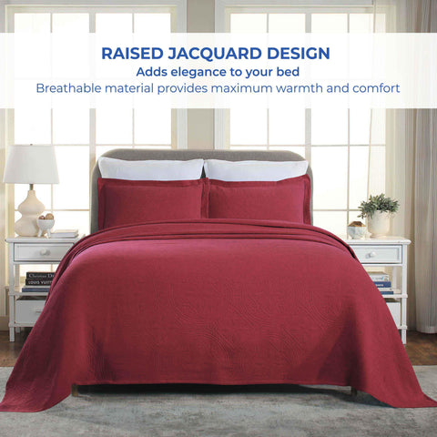 Lightweight Cotton Bedspread Sets 3-Piece Celtic Circle Jacquard Matelassé
