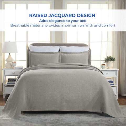 Lightweight Cotton Bedspread Sets 3-Piece Celtic Circle Jacquard Matelassé