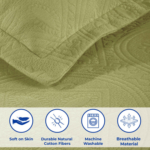 Lightweight Cotton Bedspread Sets 3-Piece Celtic Circle Jacquard Matelassé