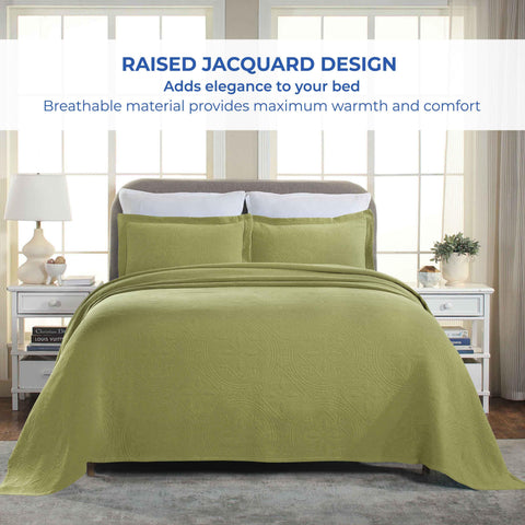 Lightweight Cotton Bedspread Sets 3-Piece Celtic Circle Jacquard Matelassé