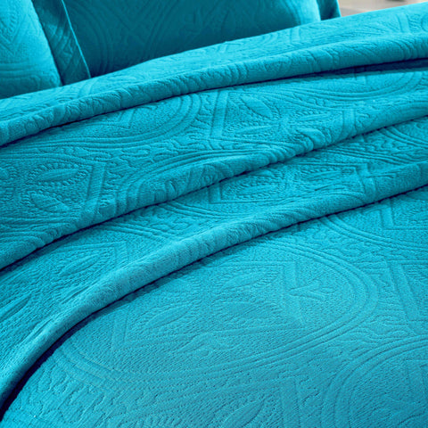Lightweight Cotton Bedspread Sets 3-Piece Celtic Circle Jacquard Matelassé