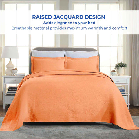 Lightweight Cotton Bedspread Sets 3-Piece Celtic Circle Jacquard Matelassé