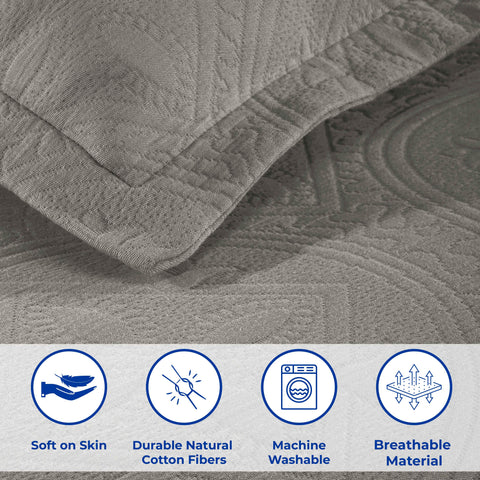 Lightweight Cotton Bedspread Sets 3-Piece Celtic Circle Jacquard Matelassé