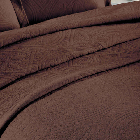 Lightweight Cotton Bedspread Sets 3-Piece Celtic Circle Jacquard Matelassé