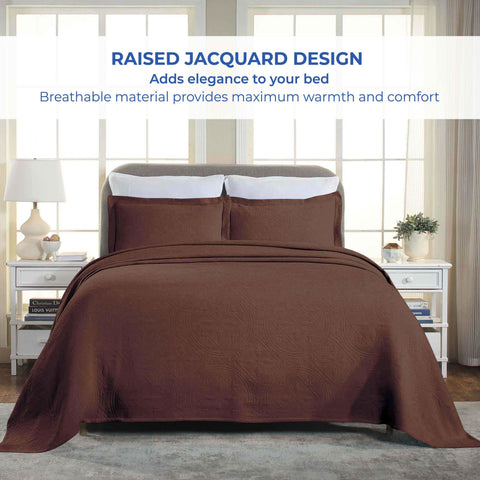 Lightweight Cotton Bedspread Sets 3-Piece Celtic Circle Jacquard Matelassé