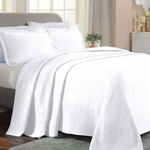 Lightweight Cotton Bedspread Sets 3-Piece Celtic Circle Jacquard Matelassé