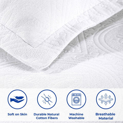 Lightweight Cotton Bedspread Sets 3-Piece Celtic Circle Jacquard Matelassé