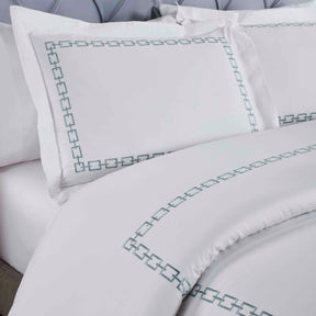 Chain Links Cotton Embroidered 3 Piece Duvet Cover Set