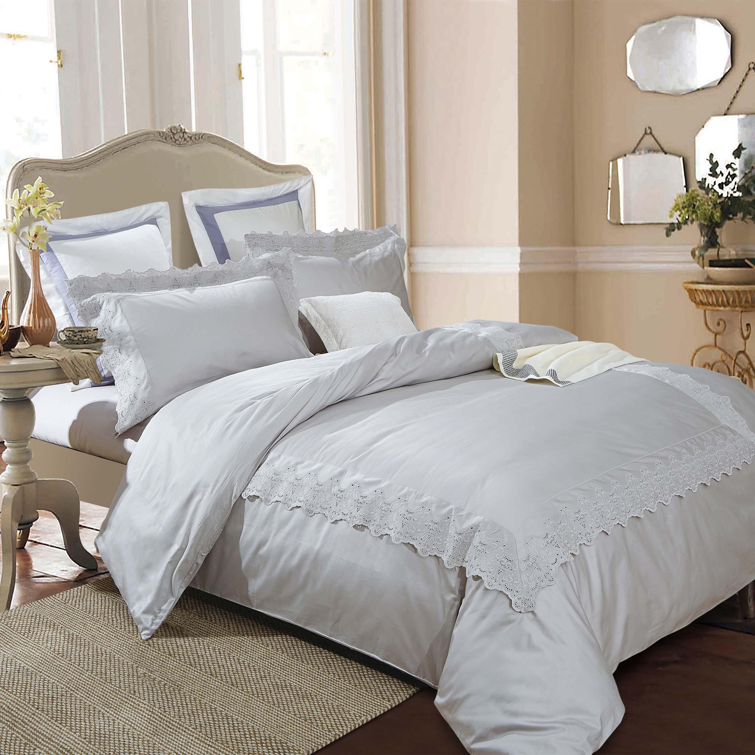 Charlotte Victorian Eyelet Cotton Duvet Cover Set