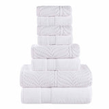 Chevron Zero Twist Solid and Jacquard Cotton 8 Piece Towel Set