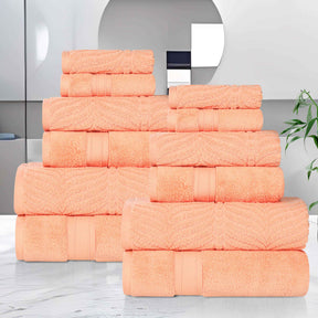 Chevron Zero Twist Solid and Jacquard Soft Cotton 12 Piece Towel Set