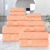 Chevron Zero Twist Solid and Jacquard Soft Cotton 12 Piece Towel Set