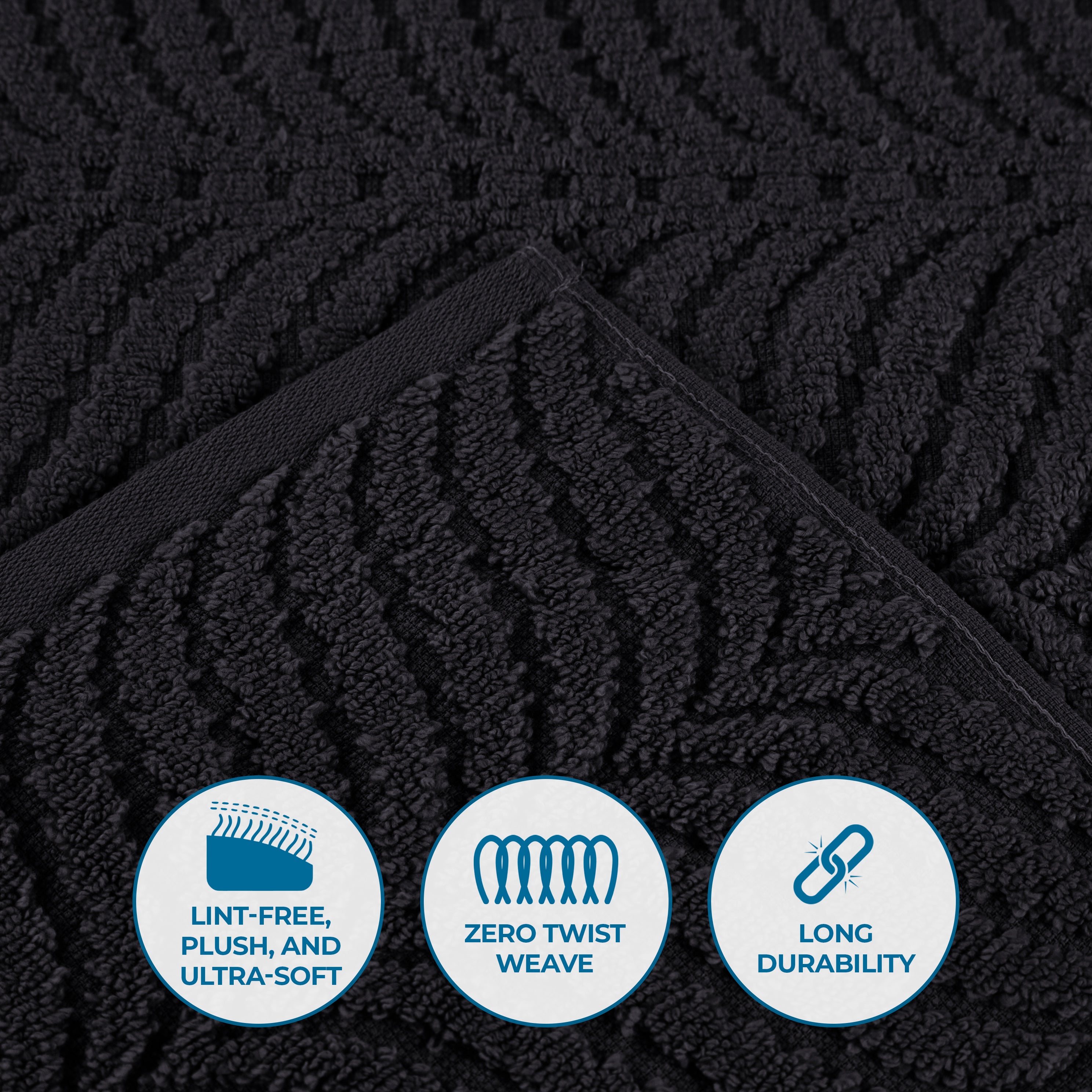 Chevron Zero Twist Solid and Jacquard Soft Cotton 12 Piece Towel Set