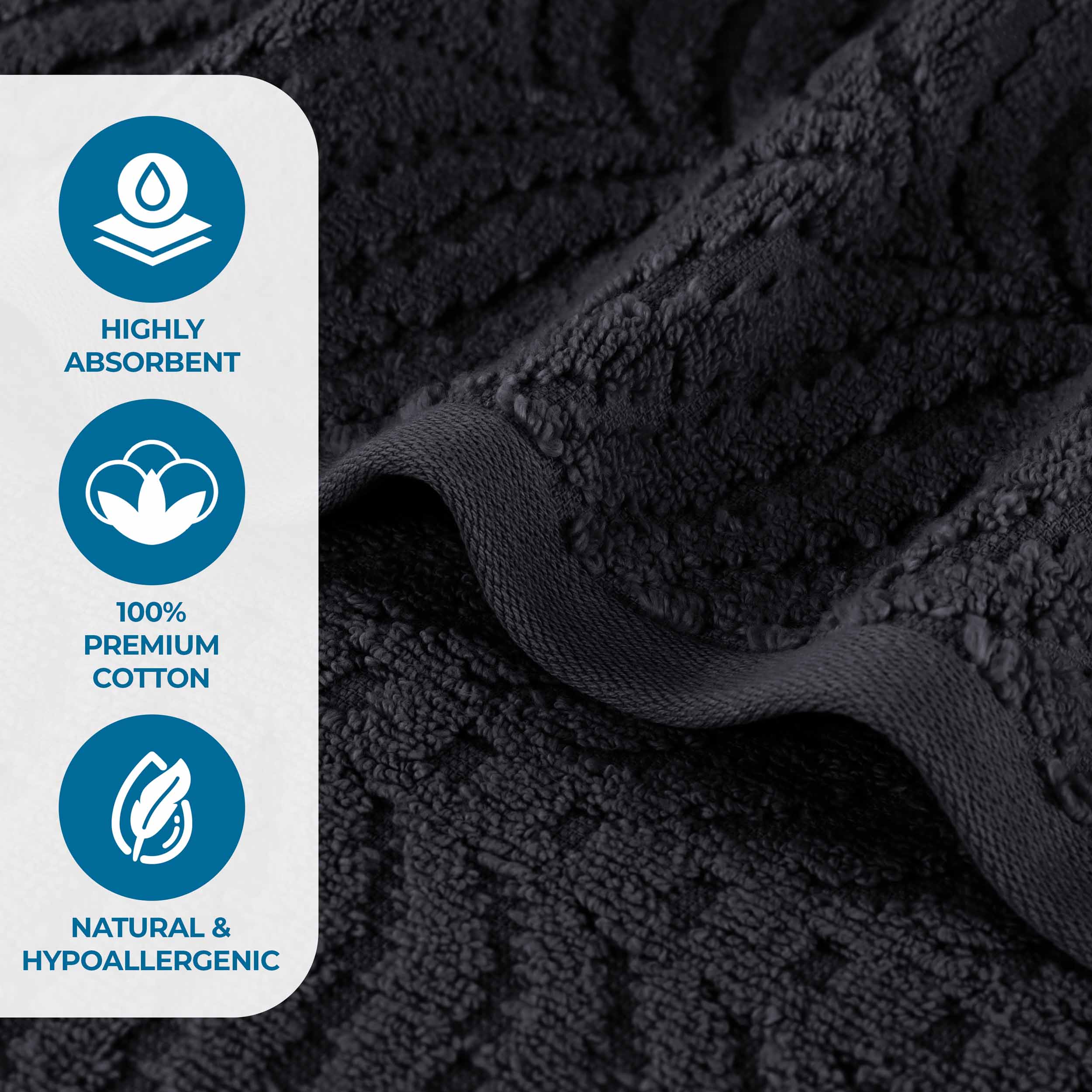 Chevron Zero Twist Solid and Jacquard Soft Cotton 12 Piece Towel Set