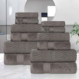 Chevron Zero Twist Solid and Jacquard Soft Cotton 12 Piece Towel Set