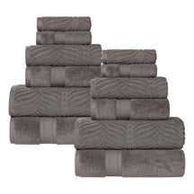 Chevron Zero Twist Solid and Jacquard Soft Cotton 12 Piece Towel Set