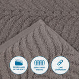 Chevron Zero Twist Solid and Jacquard Soft Cotton 12 Piece Towel Set