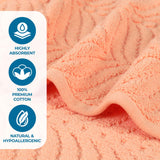 Chevron Zero Twist Solid and Jacquard Soft Cotton 12 Piece Towel Set