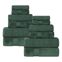 Chevron Zero Twist Solid and Jacquard Soft Cotton 12 Piece Towel Set