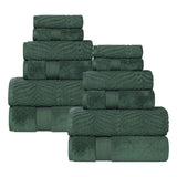 Chevron Zero Twist Solid and Jacquard Soft Cotton 12 Piece Towel Set