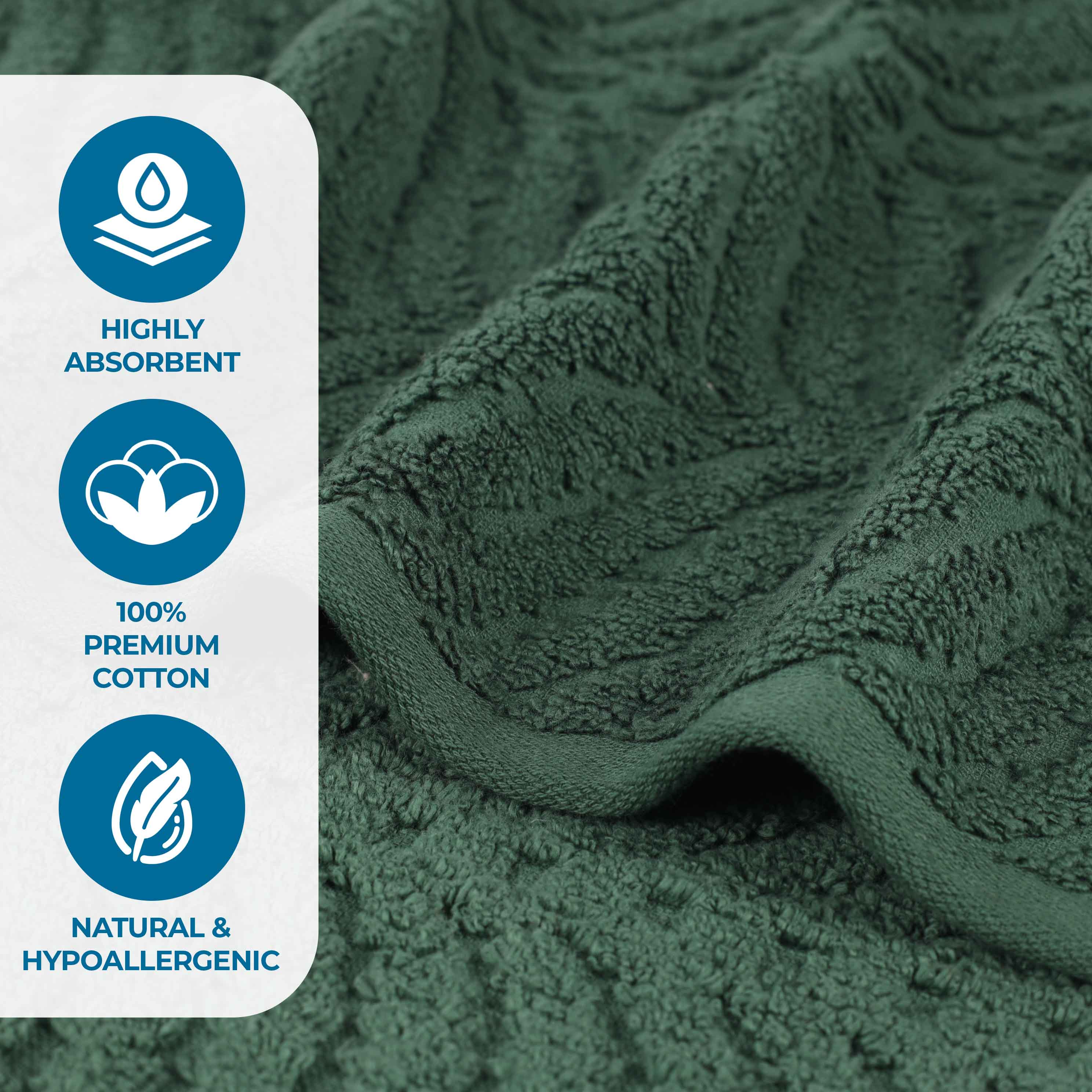 Chevron Zero Twist Solid and Jacquard Soft Cotton 12 Piece Towel Set