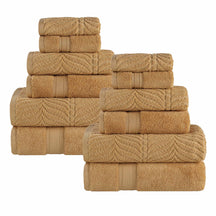 Chevron Zero Twist Solid and Jacquard Soft Cotton 12 Piece Towel Set