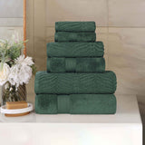 Chevron Zero-Twist Cotton Jacquard and Solid Towel Set 6 Piece