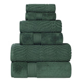 Chevron Zero-Twist Cotton Jacquard and Solid Towel Set 6 Piece