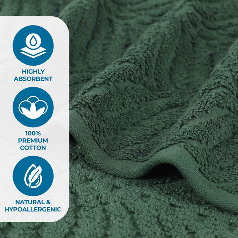 Chevron Zero-Twist Cotton Jacquard and Solid Towel Set 6 Piece