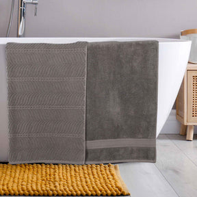 Chevron Zero Twist Solid and Jacquard Soft Cotton Bath Sheet Set of 2