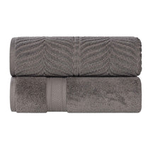 Chevron Zero Twist Solid and Jacquard Soft Cotton Bath Sheet Set of 2