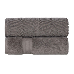 Chevron Zero Twist Solid and Jacquard Soft Cotton Bath Sheet Set of 2