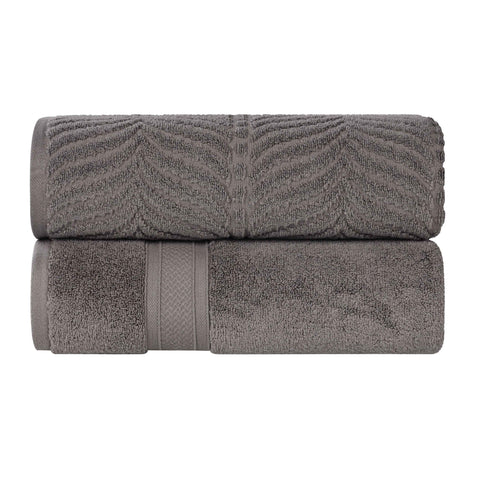 Chevron Zero Twist Solid and Jacquard Soft Cotton Bath Sheet Set of 2