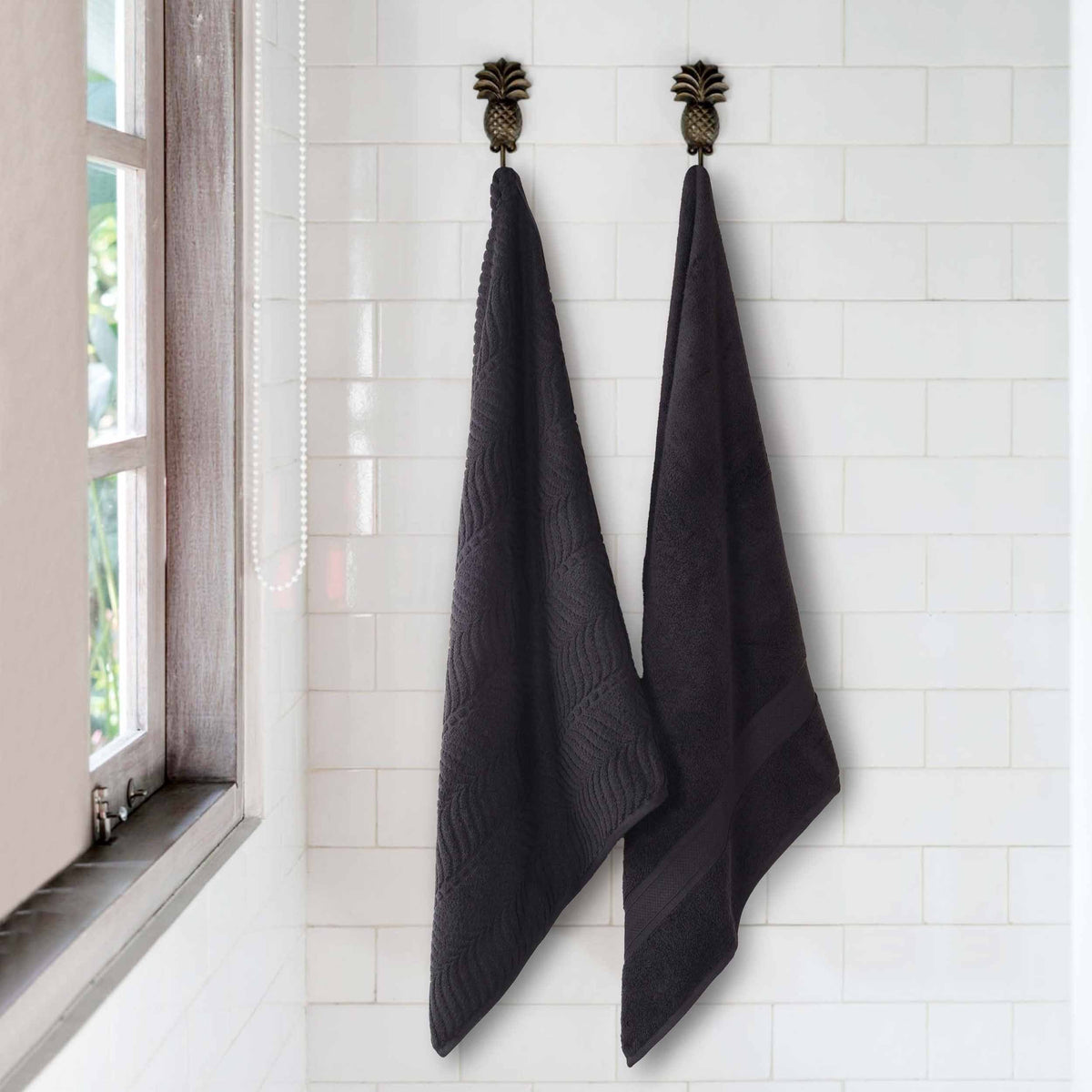 Chevron Zero Twist Solid and Jacquard Soft Cotton Bath Sheet Set of 2