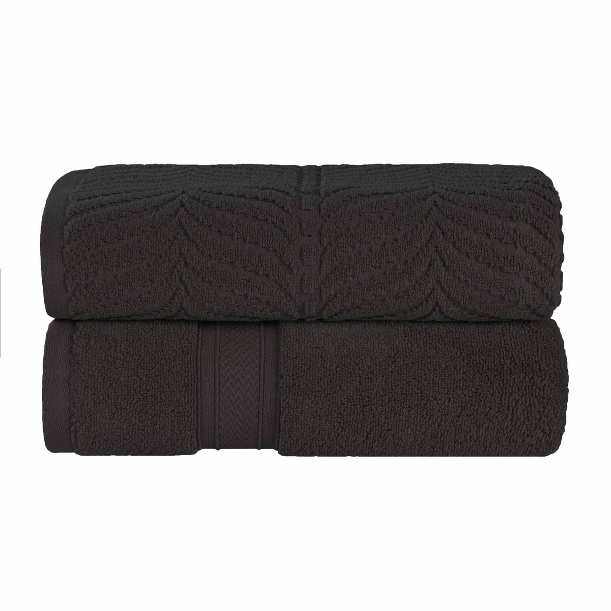 Chevron Zero Twist Solid and Jacquard Soft Cotton Bath Sheet Set of 2