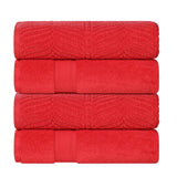 Zero Twist Cotton Solid and Jacquard Bath Towel Set of 4