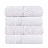 Chevron Zero Twist Solid and Jacquard Soft Cotton Bath Towel Set of 4