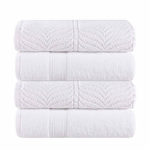 Chevron Zero Twist Solid and Jacquard Soft Cotton Bath Towel Set of 4