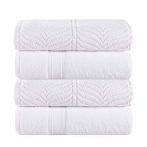 Chevron Zero Twist Solid and Jacquard Soft Cotton Bath Towel Set of 4