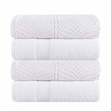 Zero Twist Cotton Solid and Jacquard Bath Towel Set of 4