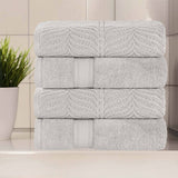 Zero Twist Cotton Solid and Jacquard Bath Towel Set of 4