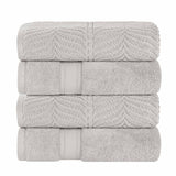 Zero Twist Cotton Solid and Jacquard Bath Towel Set of 4