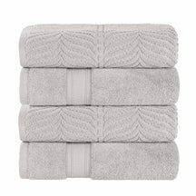 Chevron Zero Twist Solid and Jacquard Soft Cotton Bath Towel Set of 4