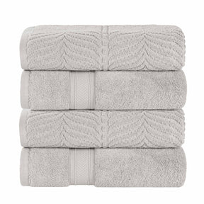 Chevron Zero Twist Solid and Jacquard Soft Cotton Bath Towel Set of 4