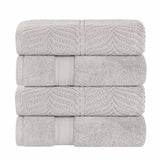 Zero Twist Cotton Solid and Jacquard Bath Towel Set of 4