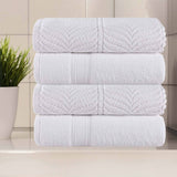 Chevron Zero Twist Solid and Jacquard Soft Cotton Hand Towel Set of 6