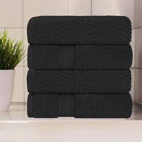 Chevron Zero Twist Solid and Jacquard Soft Cotton Hand Towel Set of 6