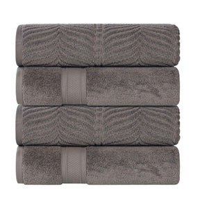 Chevron Zero Twist Solid and Jacquard Soft Cotton Hand Towel Set of 6