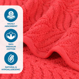 Chevron Zero Twist Solid and Jacquard Soft Cotton Hand Towel Set of 6